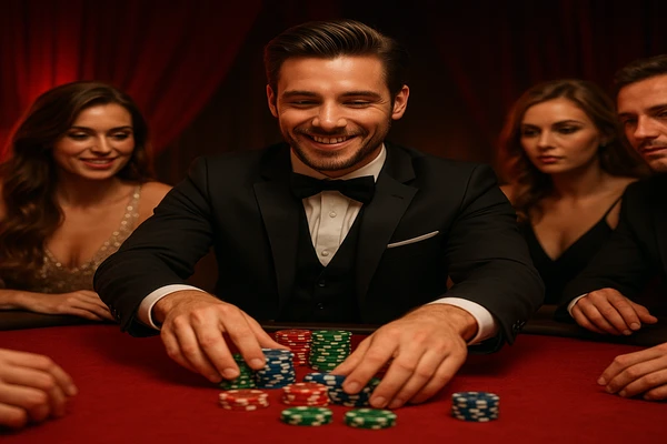 আলো ঝলমলে গেমিং পরিবেশে একটি আত্মবিশ্বাসী ডিলার ব্যবহারকারীদের 888fb অ্যাকাউন্টে নিরাপদে প্রবেশের আহবান জানাচ্ছেন।